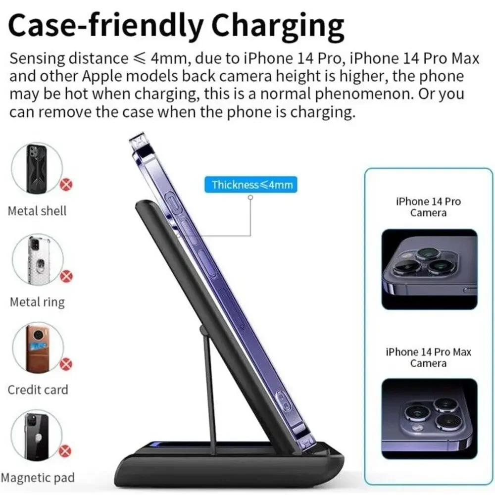 🔥Wireless 3 In 1 Charging Station (Black) NWT🔥